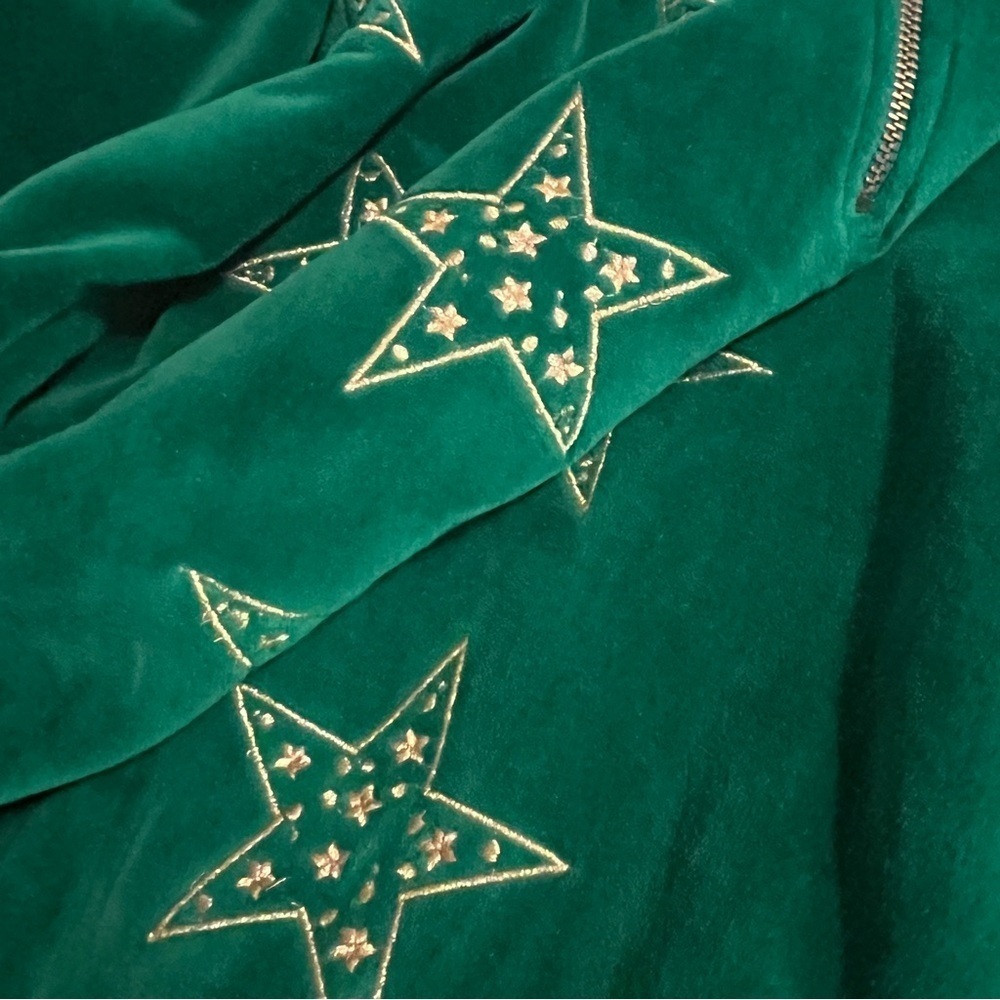 Neiman Marcus Vintage Green Velour Sweatshirt quarter zip Size XL Embroidered - Picture 14 of 16